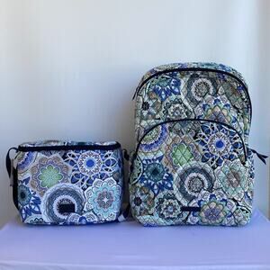 Vera Bradley LARGE Essential BACKPACK NWT Sketched Medallion + Matching Cooler